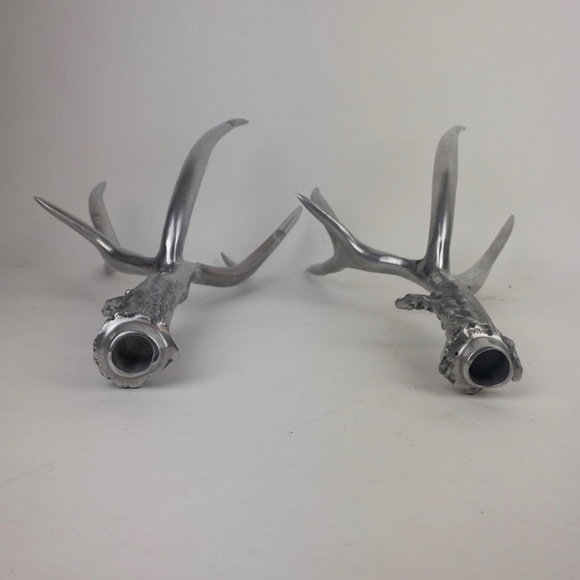 ARTHUR COURT Rare Vintage Cast Aluminum Deer Stag Antler Candlestick Pair - Picture 7 of 12